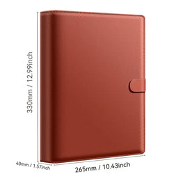 Thick Leather A4 Binder Notebook Family Document Collector File Folders Organizer Office School Supplies