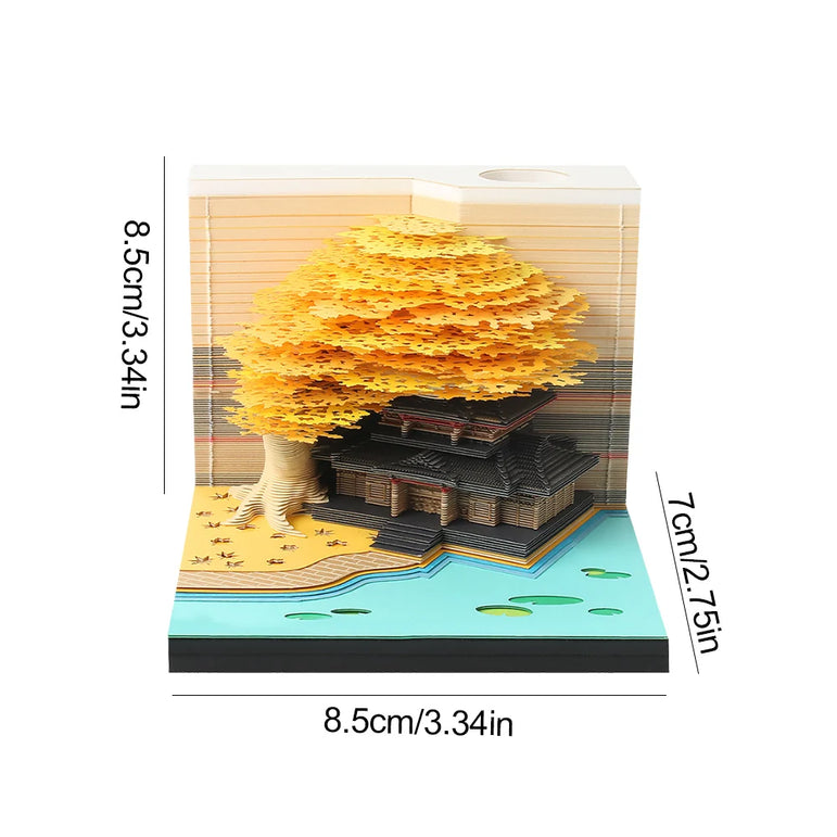 Castl Desk Calendar 2025 Tear-Away 3D Calendar Memo Pad Creative Desk Calendar DIY Notes Notepad 3D Art Calendar Paper