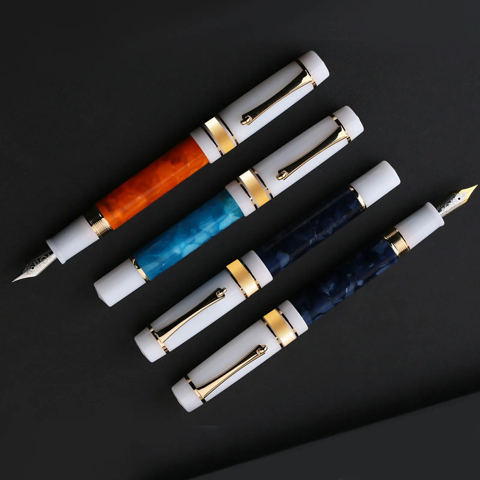 MAJOHN M400 Fountain Pen #6 sliver EF/F Nib with Converter Resin Writing Ink Pen Office school supplies high quality gift pens