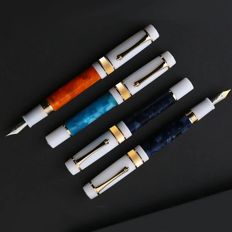 MAJOHN M400 Fountain Pen #6 sliver EF/F Nib with Converter Resin Writing Ink Pen Office school supplies high quality gift pens
