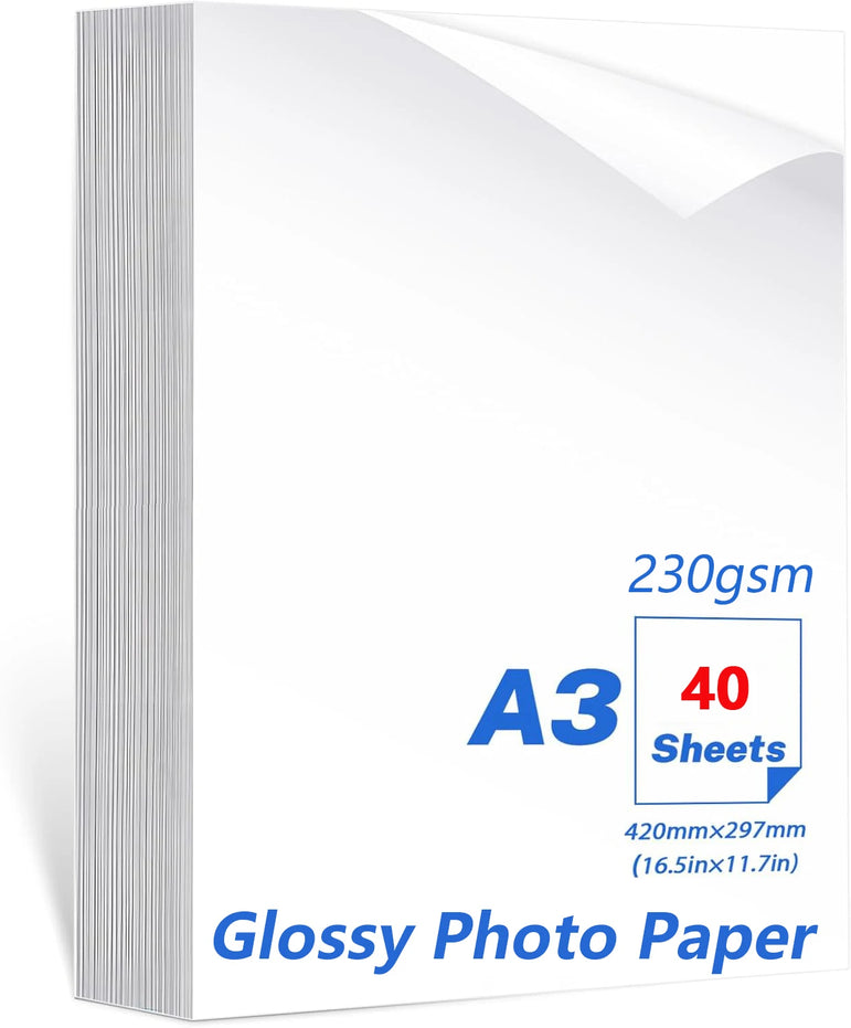 A3 Photo Paper, Waterproof Glossy for Photo Paper，Waterproof Embossed Card Paper Inkjet Photo Paper
