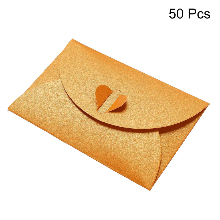 50Pcs Mini Colored Envelope Thick Cardboard Small Foldable DIY Pearl Paper Envelopes Self Locking Buckle Letter Gift Card Cover