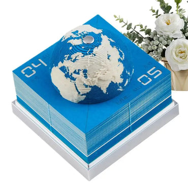 3D Earth Memo Pad Calendar 2025 Tear Away Calendar Desk Calendar Time Piece Sticky Notes Calendar Paper Carving Art Decor