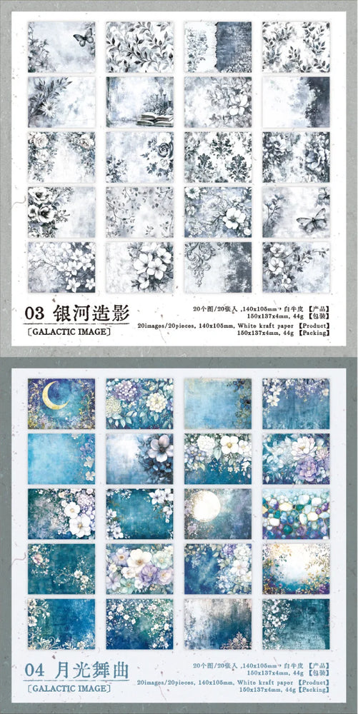 20pcs/lot Memo Pads Material Paper Renaissance Illustrated Scrolls Junk Journal diary Scrapbooking  Background Decoration Paper