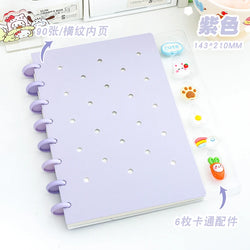 1 Piece of A5 Detachable Mushroom Button Loose-Leaf Book, Creative DIY Thickeneded Foam Pp Cover, 8.2*5.6inch, 100g Thickeneded Paper, 90 Pieces Of/180 Pages with Horizontal Lines, Ladies' Diary, for Gifts, Work, Office and S
