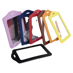 2023 1PC Colorful No zipper Badge Card Set Double-Sided Transparent PU Imitation Leather Credit Card Holder Work Supplies