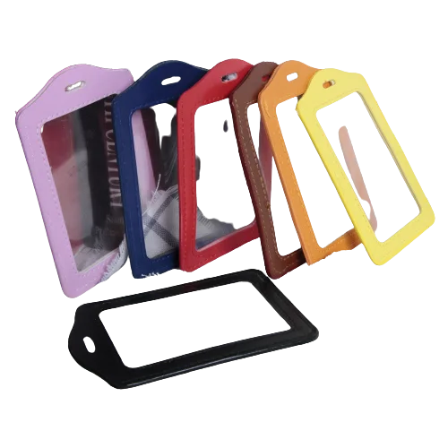 2023 1PC Colorful No zipper Badge Card Set Double-Sided Transparent PU Imitation Leather Credit Card Holder Work Supplies