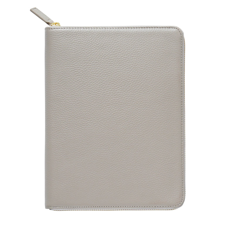 Moterm Genuine Pebbled Grain Leather A5 Zip Cover with Top Pocket Cowhide Planner Zipper Notebook Organizer Agenda Journal Diary
