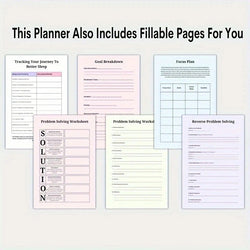 ADHD Late Diagnosis Planner Worksheets for Adults - Brain Illustration Cover, Overcome Procrastination & Problem Solving Tools