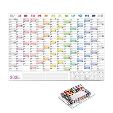2025 Wall Calendar Full Year Large Size Paper With Kawaii Sticker Tape Yearly Weekly Planner Target List Home Office Supplies