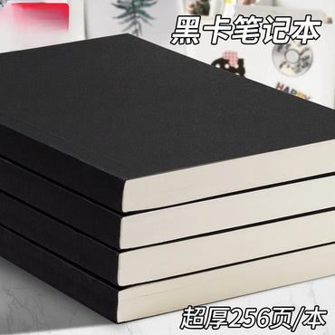 128 Sheets 256 Page Number  Black Card  Notebook Notepad Student Square Blank Drawing Notebook