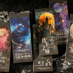 50pcs/bag moon phase theme stamping material book moon earth planet landscape material paper DIY handbook decoration cardstock