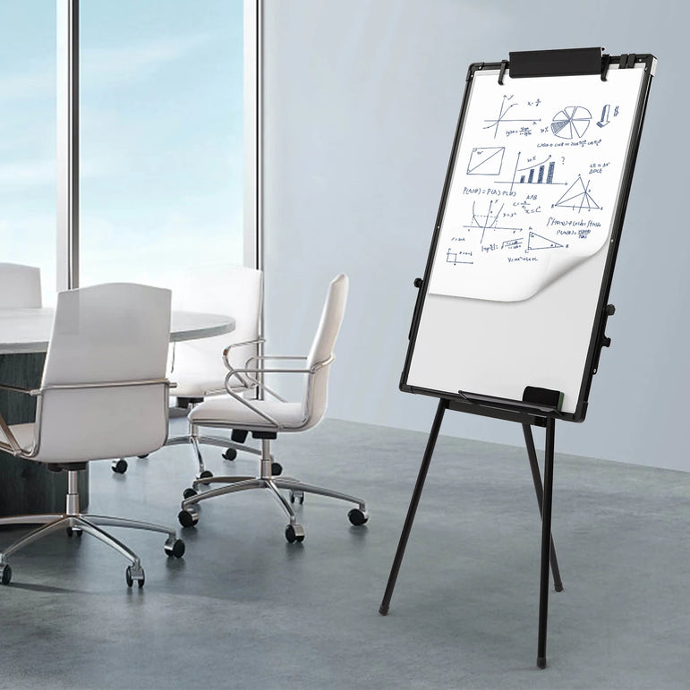 36 x 24 Inches Magnetic White Board Easel Stand Black Folding Dry Erase Whiteboard Kids Doodle for Office School Home