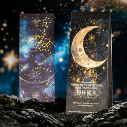 50pcs/bag moon phase theme stamping material book moon earth planet landscape material paper DIY handbook decoration cardstock