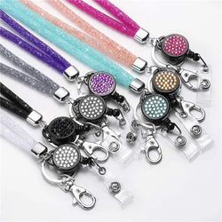 Retractable Rhinestone Lanyard Mobile Phone Case Hanging Neck Sling ID Card Holder Universal Keychain Office School Supplies