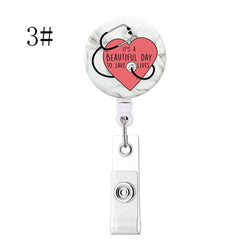 1pc Fashion Cute Rhinestones Retractable Nurse Badge Reel Clip Badge Holder Students Doctor ID Card Holder Keychain Gift