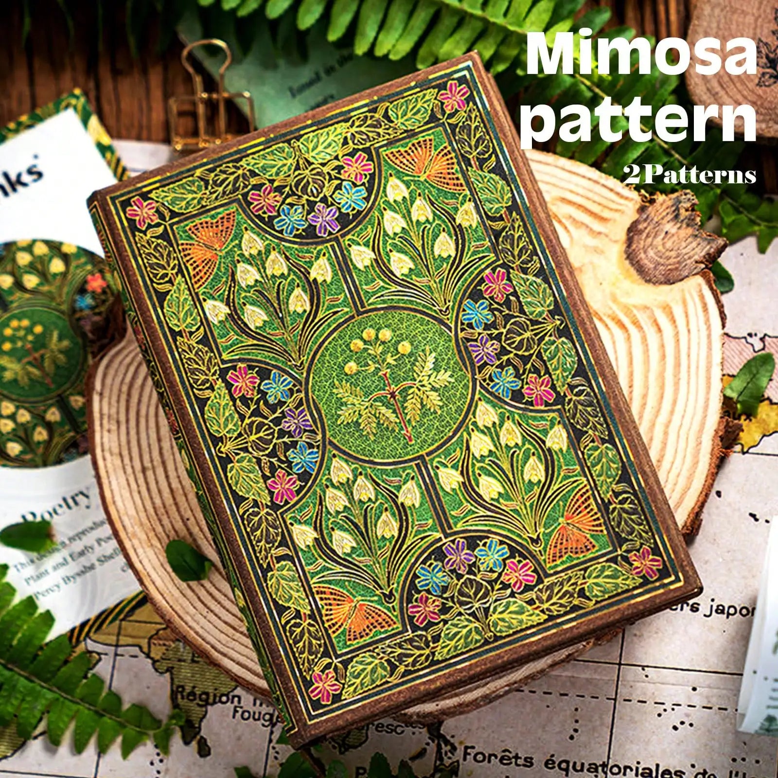 256-Page Vintage Floral Journal - Gold Foil Hardcover Diary with Bookmark, Butterfly Colored Pages, Luxury Travel Notebook&Gift