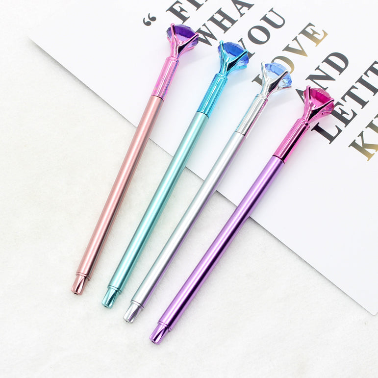 25 Pcs Wholesale Creative Plastic Big Diamond Gel Pen for Gift Pen Student Pen Fresh Stationery Back To School Gel Pen Set