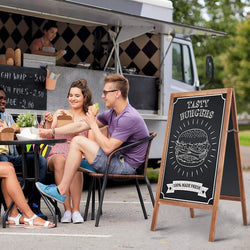 Magnetic Sandwich Writing Board A-Frame Drawing Painting Board Menu Display Sidewalk Wooden Chalkboard Free Standing