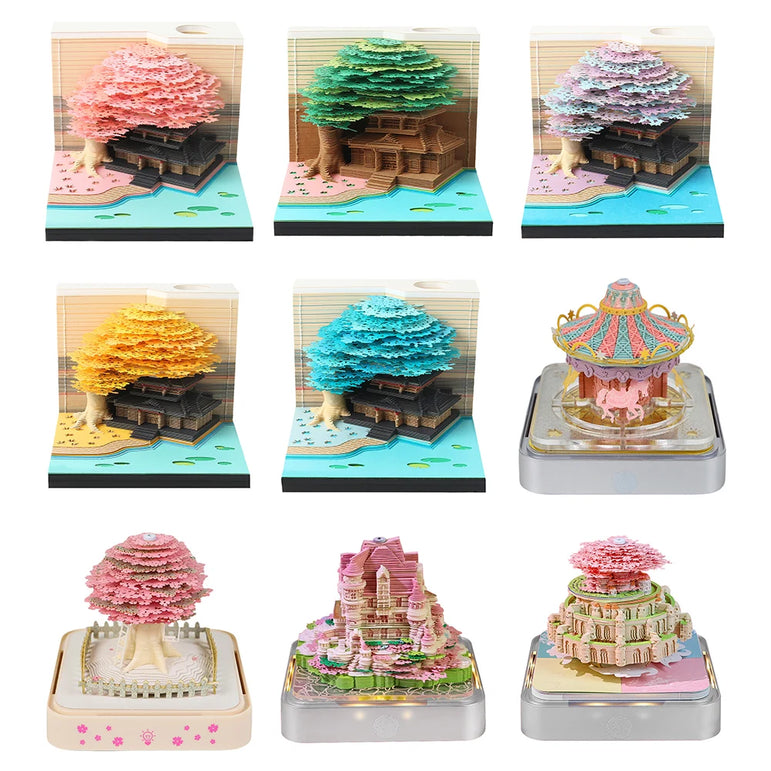 Castl Desk Calendar 2025 Tear-Away 3D Calendar Memo Pad Creative Desk Calendar DIY Notes Notepad 3D Art Calendar Paper