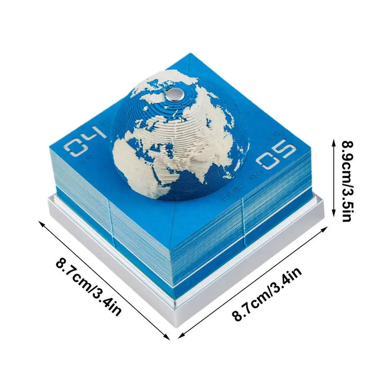 3D Earth Memo Pad Calendar 2025 Tear Away Calendar Desk Calendar Time Piece Sticky Notes Calendar Paper Carving Art Decor