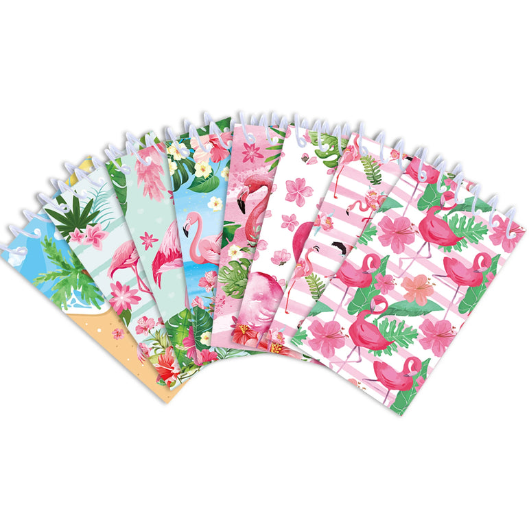 8pcs Hawaii Flamingo Mini Spiral Pocket Notebooks Memo Pad Coil Booklet Notepads For Stationery School Diaries Summer Party