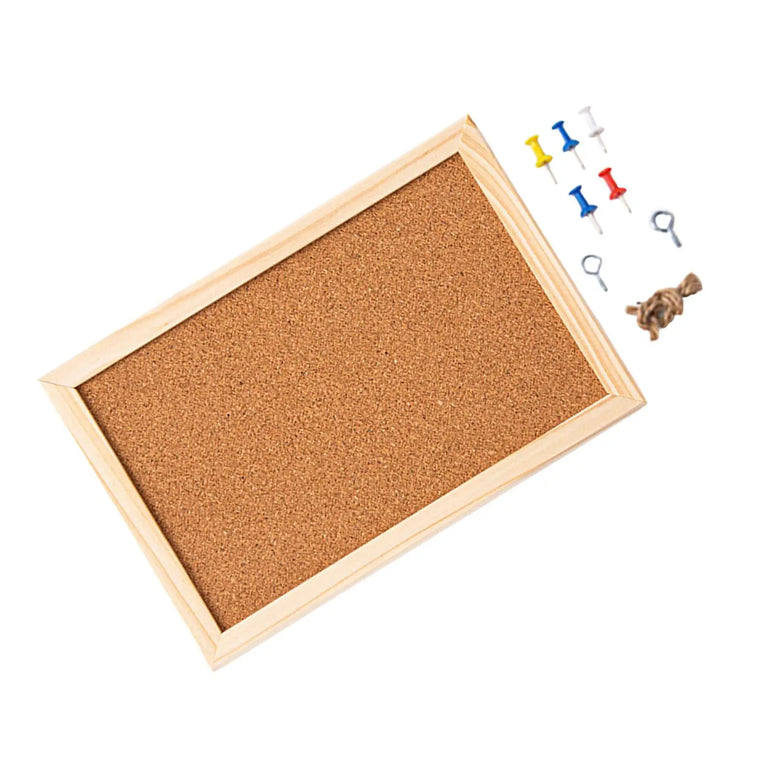 Cork Blackboard Bulletin Board Corkboard DIY with Push Pins Home Office Hanging Display Board Office School Wood Drafting Board