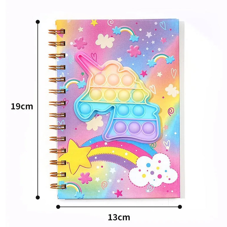 1pc Cartoon Unicorn Notebook Student Children's Silicone Decompression Bubble Coil Notebook Stationery Supplies Gifts 2025 New