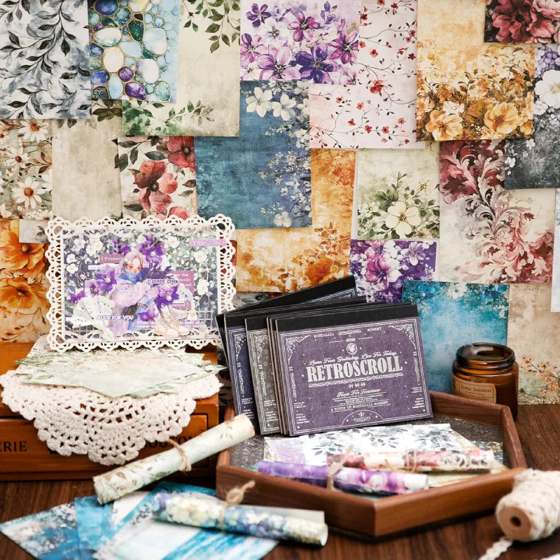 20pcs/lot Memo Pads Material Paper Renaissance Illustrated Scrolls Junk Journal diary Scrapbooking  Background Decoration Paper
