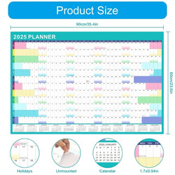 2025 Wall Calendar Yearly Planner with Marker and Adhesive Stickers for Home