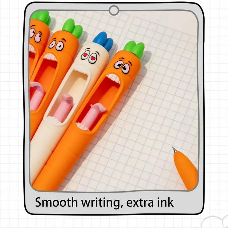 Carrot Gel Pen 4x Funny Screaming Carrot Journaling Writing Pen Creative School Drawing Tool Study Stationery Supplies For