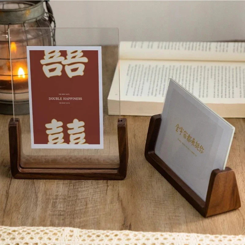6 In Walnut Beech Photo Frame Wooden Kpop Idol Photo Display Wedding Party Picture Holder Desktop Office Photo Decor CardHolder