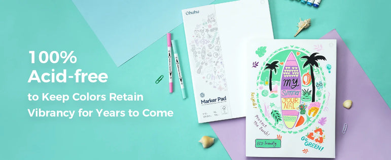 Ohuhu Double Sided Marker Pads Art Sketchbook Bleedproof Glue-Bound Sketching Book for Alcohol Markers Drawing Notebook School