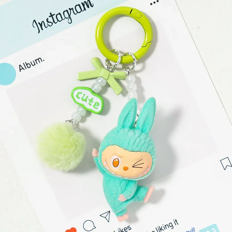 Labab Flocking Plush Toys Keychains Pendants Cute and Adorable Mobile Phone Chains Bags Pendants Couple's Small Gifts