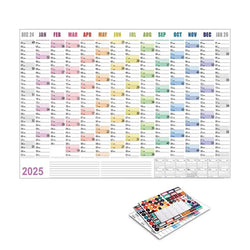 Full Year Wall Calendar 2025 365 Day Poster Calendar Wall Hanging Yearly Planner Thick Paper Calendar With Colored Stickers
