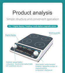 JOANLAB Multiple Magnetic Stirrer Hot Plate Digital Display Laboratory Stirrer Magnetic Mixer Heating Four-station Six-Position