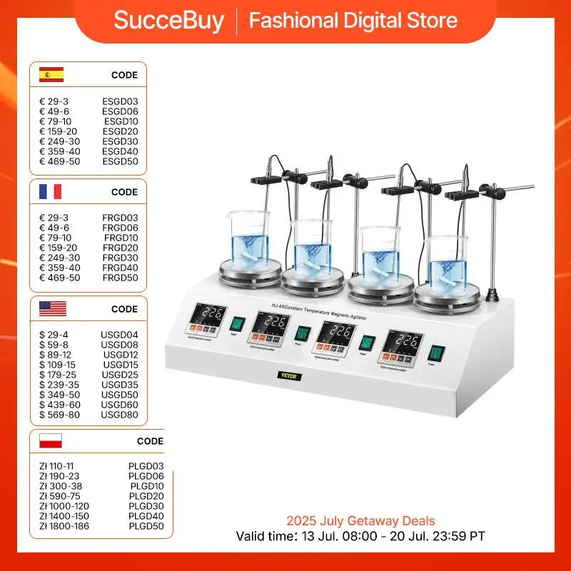 VEVOR 1/2/4/6 Heads Magnetic Agitador With Hot Plate Vortex Electric Shaker Mixer Portable Blender Stirrer Bar for Chemical Lab