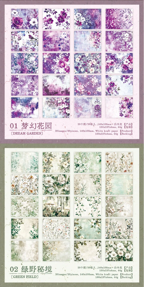 20pcs/lot Memo Pads Material Paper Renaissance Illustrated Scrolls Junk Journal diary Scrapbooking  Background Decoration Paper
