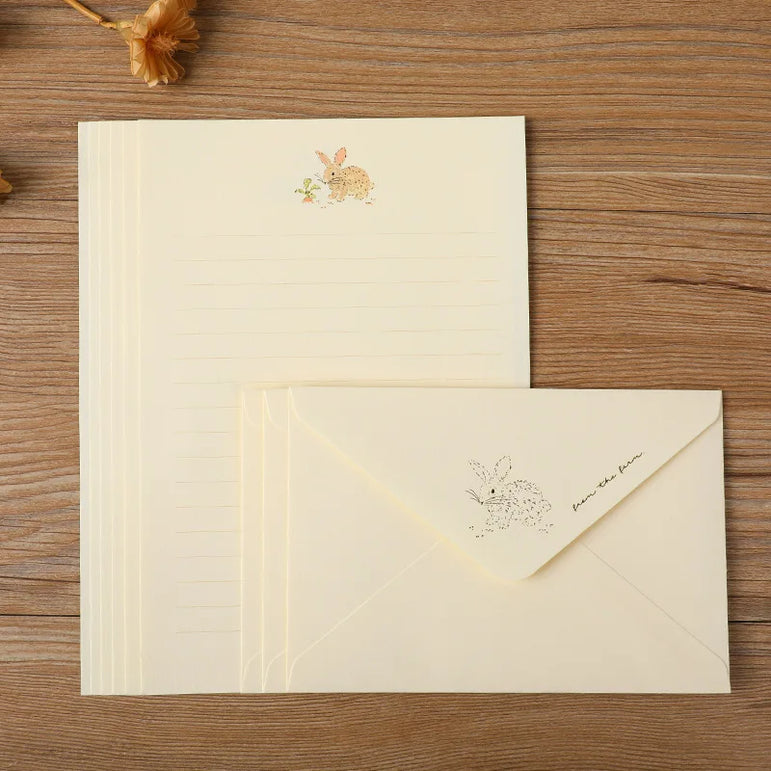 3 envelopes and 6 letter sets, animal patterned A5 letters, cute colored envelopes