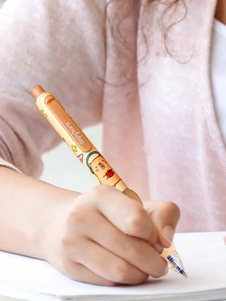 4Pcs Cute Cartoon Capybara Retractable Erasable Pens Cute Capybara Pens Nibs Blue Ink Writing Supplies Aesthetic Stationery