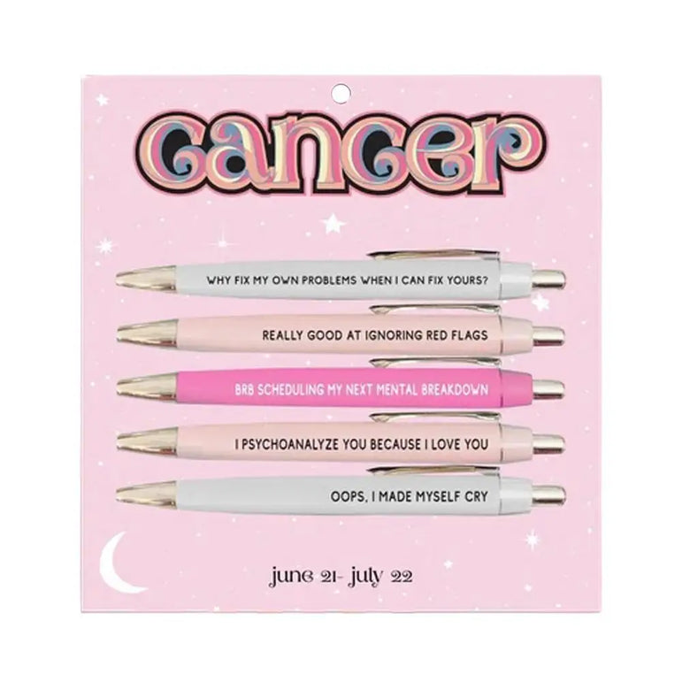 Funny Adult Pens Retractable Ballpoint Pen 5pcs Cute Constellation Pattern Pen Set Stationery Supplies For Homes Classrooms