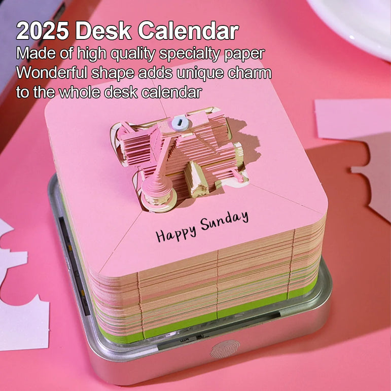 Castl Desk Calendar 2025 Tear-Away 3D Calendar Memo Pad Creative Desk Calendar DIY Notes Notepad 3D Art Calendar Paper