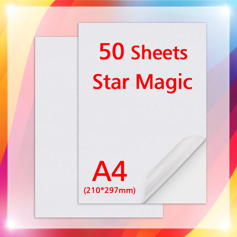 50Sheets A4 Paper Cold Laminated Film Holographic Sand Foil Glitter Glass Hot Stamping On Photo Laminating Film to Protect Photo