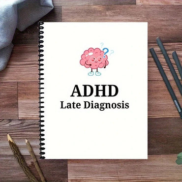 ADHD Late Diagnosis Planner Worksheets for Adults - Brain Illustration Cover, Overcome Procrastination & Problem Solving Tools
