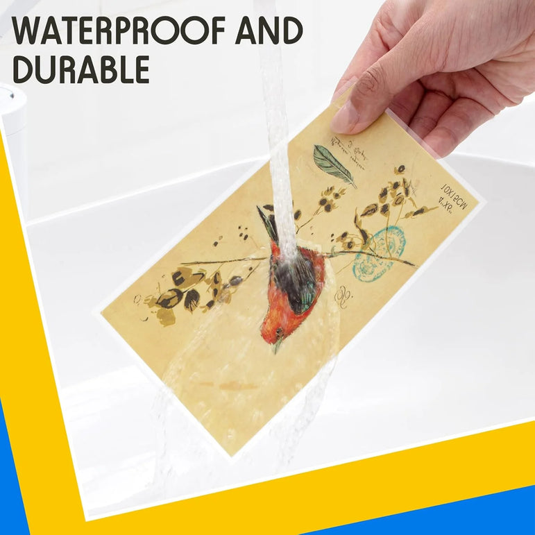 50 Sheets A6 Size Matte Finish Clear Cold Laminating Film Waterproof Self-Adhesive Document & Photo Protection Sheets