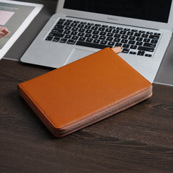 Moterm Genuine Pebbled Grain Leather A5 Zip Cover with Top Pocket Cowhide Planner Zipper Notebook Organizer Agenda Journal Diary
