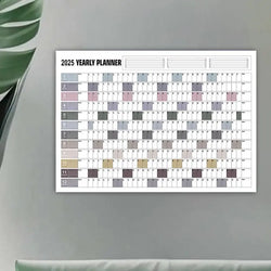 Yearly Planner 2025 Annual Year Wall Calendar with Stickers Horizontal Thick Paper Poster Calendar Schedule Organizer Planner