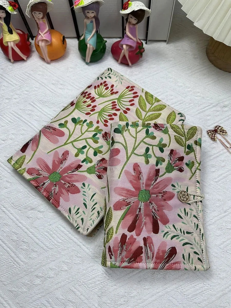 A5 Handcrafted Journal with Embroidered Floral Fabric Cover,Personalized Life Journal,Aesthetic Notebook for Writing & Planning