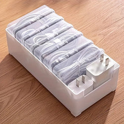 1 Set Data Cable Storage Box Cable Mobile Phone Charger Organizer Winder Desktop Cable Management Box