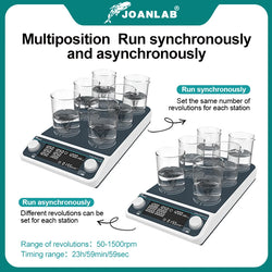 JOANLAB Multiple Magnetic Stirrer Hot Plate Digital Display Laboratory Stirrer Magnetic Mixer Heating Four-station Six-Position